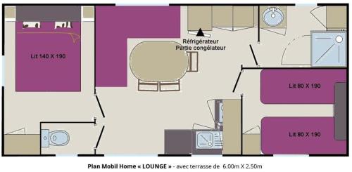 Les Castels Domaine de La Paille Basse - MOBILE HOME LOUNGE - 2 bedrooms - Photo 7