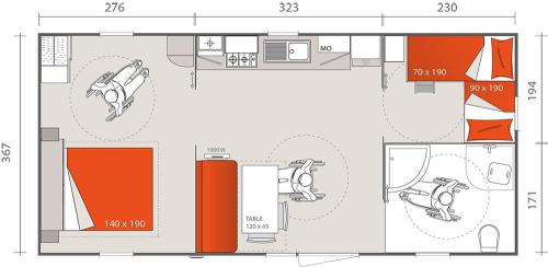 Les Castels Domaine de La Paille Basse - MOBIL HOME ACCESS - 2 bedrooms - adapted to the people with reduced mobility - Photo 7