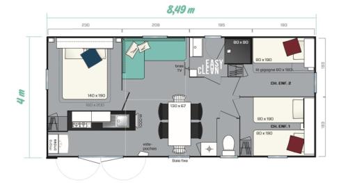 YELLOH! VILLAGE - Camping Les Cascades - Cottage Riviera **** (3 bedrooms + 1 bathrooms + air-conditioning) - Photo 6