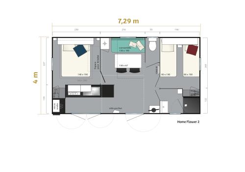Flower Camping Le Bois d'Amour - Homeflower Premium 26,5m² (2 bedrooms) + AIR CONDITIONING + covered terrace + TV + sheets + towels - Photo 10