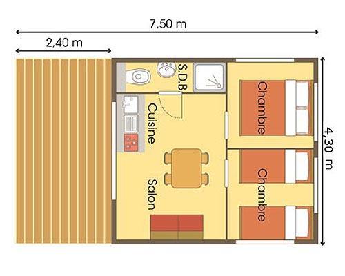 Flower Camping Le Bois d'Amour - Cabin Lodge Standard 34m² (2 bedrooms) sheltered terrace 11m² - Photo 4