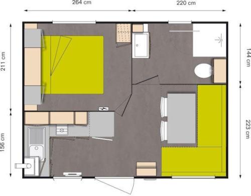 Flower Camping Le Bois d'Amour - Mobile home Comfort 18m² (1 bedroom) + TV + Half-covered terrace - Photo 6