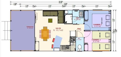 Flower Camping Le Bois d'Amour - Cabin Sweetflower Premium 43m² (2 bedrooms) + half covered terrace 11m² + TV + sheets included - Photo 8