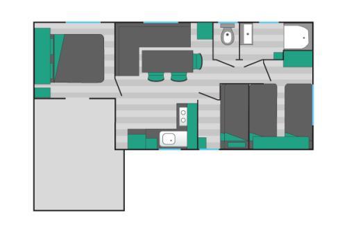 Camping Holiday Green - Cottage Pop Art Confort 32 m² - 3 bedrooms - Air-conditioning - Half-covered terrace - Photo 6