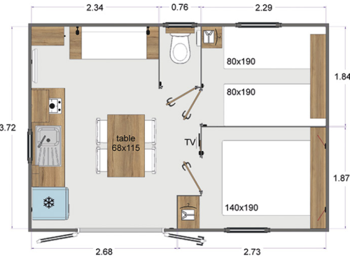 Camping Le Rivage - Mobil home Cabane Nuit - 2 chambres - - Photo 5