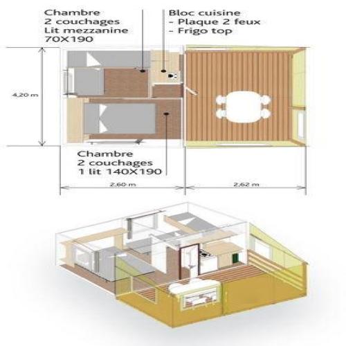 Camping Le Rivage - Tit'home Toilé - 2 bedrooms (without toilet blocks) - Photo 8
