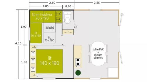 Camping Le Rivage - Tit'Home Bois- 2 chambres (sans sanitaires privatifs et sans point d'eau sauf WC) - Photo 9