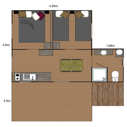 Camping Seasonova Les 7 Iles - ECOLODGE ON PILES - 2 Bedrooms - Photo 7