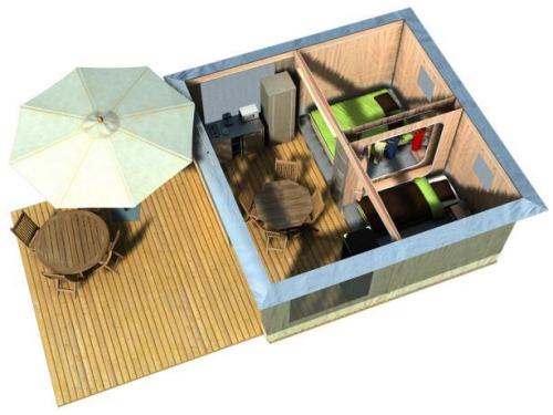 Camping Morédéna - Canvas bungalow (2 bedrooms) + Terrace - Photo 3