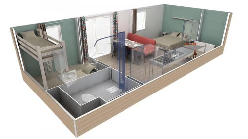Camping Argeles Vacances - Mobile home ideal for people with mobility disabilities, 2 rooms, air conditioning, television - Photo 2