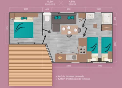 Camping Les Genêts - Mobilhome Premium Covered Terrass 33 m² - Photo 5