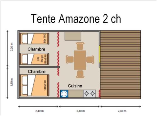 Camping Qualité le Val de Saures - Tent Lodge Amazone 22m² without toilet blocks - Photo 3