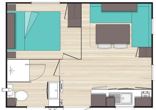 Flower Camping Cap Finistère - Mobil-Home Confort 18m² (1 bedroom) + covered terrace 9m² + TV - Photo 7