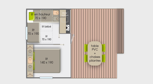 Flower Camping Mas de Champel - Mobile-Home Tithome 21m² - Standard - 2bedrooms - Without sanitary - canvas terrace - Photo 5