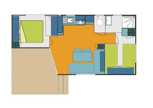 Camping L'Arada Parc - Mobil-home LE PLEIN AIR 2 bedrooms + sheltered terrace + TV + wifi - Photo 7
