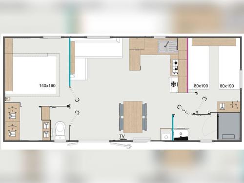 Camping Du Vieux Château - Mobile home PREMIUM 36m² / 2 bedrooms - Air conditioned - Covered terrace - Photo 4