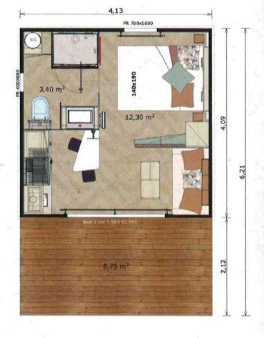 Flower Camping La Rivière - Chalet Cajou Confort 1 bedroom + sheltered terrace 9m² - Photo 5