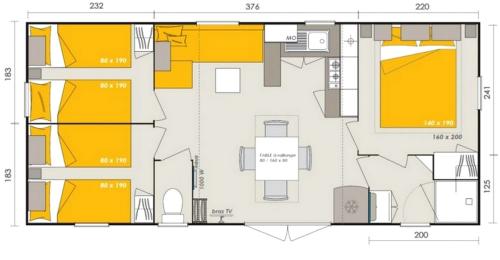 Flower Camping Les Paludiers - Homeflower Premium 30,5m² (3 bedrooms) + AIR CONDITIONING + covered terrace + TV + sheets + towels - Photo 10