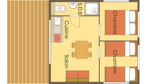 Flower Camping Les Paludiers - Cabane Lodge on piles Standard 34m² (2 bedrooms) - sheltered terrace 11m² - Photo 5