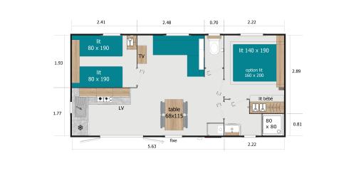 Camping Saint Disdille - MobilHome SAVOIE 31m² - covered terrace 15m² (2 bedrooms) - Photo 8