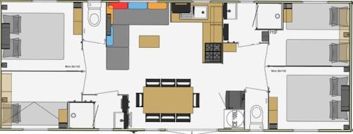 Camping les Brillas - Mobilhome Quattro 40m² ( 4 chambres ) Terrasse bois couverte et fermée - Photo 8