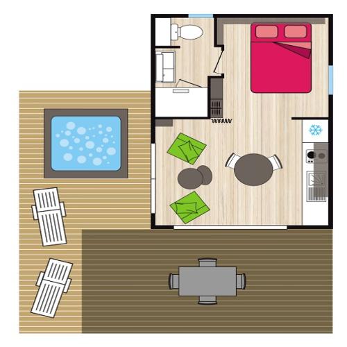 Camping Les Cerisiers du Jaur - Premium - Le Somail - 21 m2 - 1 bedroom - 1 bathroom - spa - Sunday - Photo 3