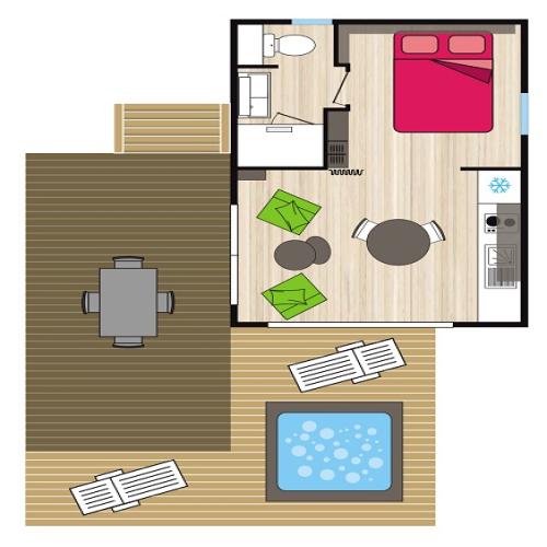 Camping Les Cerisiers du Jaur - Premium - Le Somail - 21 m2 - 1 bedroom - 1 bathroom - spa - Sunday - Photo 4