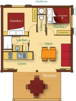 Camping Les Cerisiers du Jaur - Chalet Griotte 30m² 2 bedrooms - Photo 2