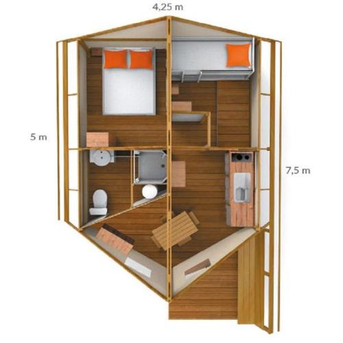 Camping Brin d'Amour - CANVAS AND WOOD TENT - 2 bedrooms - with toilet blocks - Photo 3