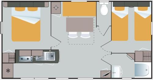 Flower Camping Les Ilates - Homeflower PREMIUM 26,5m² (2 bedrooms) + CLIM + half-covered terrace + TV + sheets + towels - Photo 8