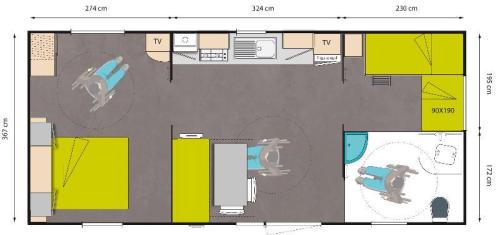 Flower Camping Les Ilates - Mobil-Home COMFORT 27m² (2 bedrooms) Wheelchair friendly +TV - Photo 6