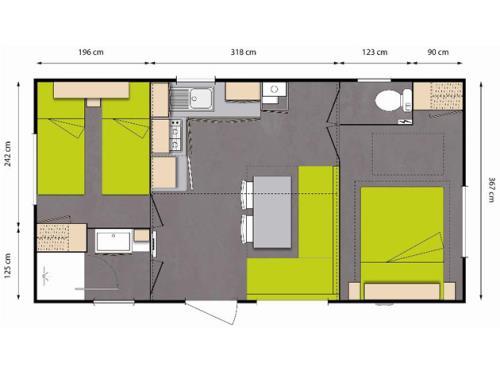 Flower Camping Les Ilates - Mobil-Home COMFORT 27.5 m² (2 bedrooms) + TV + half-covered terrace - Photo 8