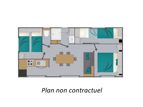 Camping L'Escapade - Mobile home Grand Large 34m² (3 bedrooms) + terrace - Photo 8