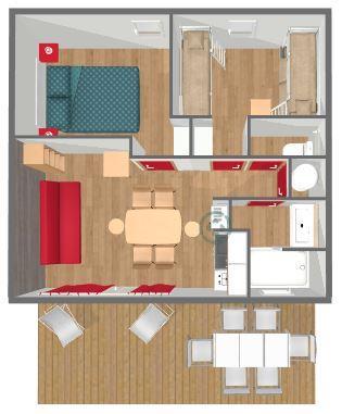 Flower Camping La Rochelambert - Chalet Marina Confort+ 30m² - 2 bedrooms + sheltered terrace 15m² - Photo 9