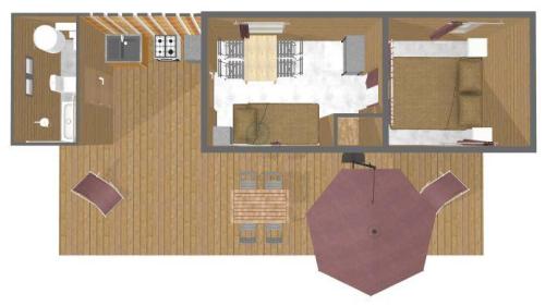 Flower Camping La Rochelambert - Wooden hut Trappeur Premium 17 m² - 1 bedroom - terrace 30m² - with bathroom - Photo 5