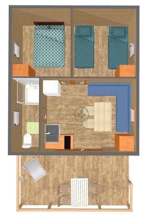 Flower Camping La Rochelambert - Cabin Lodge 4 saisons Confort+ 25m² - 25m²- 2 bedrooms + sheltered terrace 12m² - Photo 9
