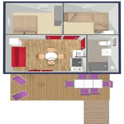 Flower Camping La Rochelambert - Chalet Marina Confort+ 30m² 2 bedrooms - adapted to the people with reduced mobility + sheltered terrace 15m² - Photo 8