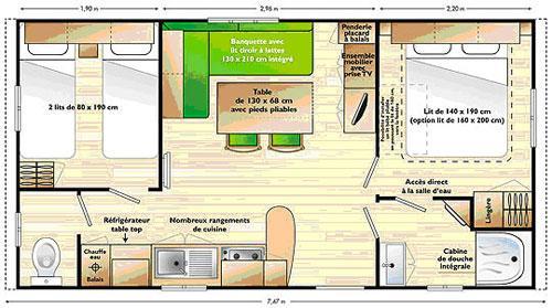 Camping La Chatonnière - Mobil home Super Mercure 30m² - 2 bedrooms with a covered terrace - Photo 4