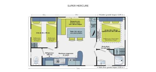 Camping Le Marqueval - Mobile home Super Mercure - 2 Bedrooms - Photo 8