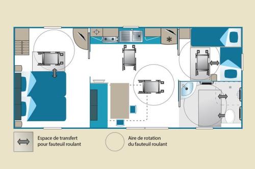 Flower Camping Les Granges - Mobile home PMR Confort + 27 m² (2 Bedrooms) wheelchair friendly - Photo 6