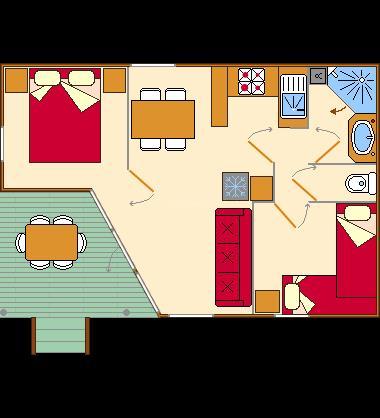 Camping du Chêne Vert - Bungalow Castelnau de Montmiral 38,50m² sheltered terrace 2 bedrooms - Photo 3