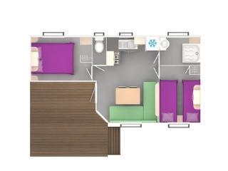 Camping Les Pommiers d'Aiguelèze - Mobilhome air-conditioned - 31 m² - 2 bedrooms - Photo 6