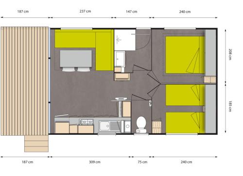 Flower Camping Du Lac De Thésauque - Mobile-home Confort 33m² 2 bedrooms + air-conditioning + TV + Dishwasher + sheltered terrace - Photo 2